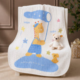 Giraffe Star Catcher Super Soft Muslin Cotton Blanket for Newborns & Infants with Free Storage Pouch