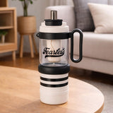 Black White 4 in one Water Bottle, infuser & mini snack box for teens and Adults, 1000ml