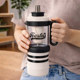 Black White 4 in one Water Bottle, infuser & mini snack box for teens and Adults, 1000ml