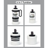 Black White 4 in one Water Bottle, infuser & mini snack box for teens and Adults, 1000ml