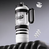 Black White 4 in one Water Bottle, infuser & mini snack box for teens and Adults, 1000ml