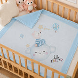 Blue Hello Friend Hot Air Bear Soft Cotton Winter Blanket for Newborn & Infants with Free Storage Pouch