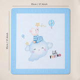 Blue Hello Friend Hot Air Bear Soft Cotton Winter Blanket for Newborn & Infants with Free Storage Pouch