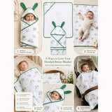 Green Bunny World Wrapper Blanket with Hood for Newborn and Infants