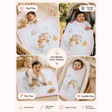 Bear & Star dreams Soft Cotton Winter Blanket for Newborn & Infants with Free Storage Pouch