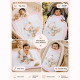 Pink, Prince Bear Soft Cotton Winter Blanket for Newborn & Infants with Free Storage Pouch
