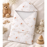 Berry Wooland Theme Soft Quilted Cotton Winter Wrapper with Hood for Newborn & Infants with Free storage Pouch