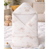 Superhero Elephant Theme Soft Quilted Cotton Winter Wrapper with Hood for Newborn & Infants with Free storage Pouch