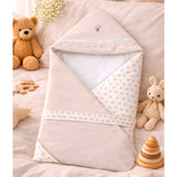 Small Leaves Theme Soft Cotton Winter Wrapper with Hood for Newborn & Infants with Free storage Pouch