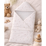 Peach Soft Quilted Cotton Winter Wrapper with Hood for Newborn & Infants with Free storage Pouch