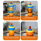 Blue Orange 4 in one Water Bottle, infuser & mini snack box for teens and Adults, 1000ml