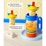 Blue Orange 4 in one Water Bottle, infuser & mini snack box for teens and Adults, 1000ml