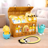 15 pcs Yellow Blessed Home cane basket Neutral gender Newborn Hamper/Giftbox set for Newborn Baby Girl/Boy, 0-6 months