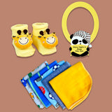 15 pcs Yellow Blessed Home cane basket Neutral gender Newborn Hamper/Giftbox set for Newborn Baby Girl/Boy, 0-6 months