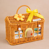 15 pcs Yellow Blessed Home cane basket Neutral gender Newborn Hamper/Giftbox set for Newborn Baby Girl/Boy, 0-6 months