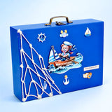 18pcs Nautical Wooden Suitcase Giftbox for a newborn Baby Boy, All season wear Giftset for Baby, 0-6 months