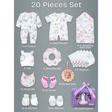 20 pcs, Woodland Rabbit Cane Basket themed Newborn Baby Girl All Season wear, Gift Hamper set,0-12 months