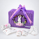 20 pcs, Woodland Rabbit Cane Basket themed Newborn Baby Girl All Season wear, Gift Hamper set,0-12 months