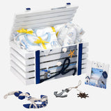21 pcs Nautical Wooden Treasure Chest Gift hamper for a newborn baby, Giftset for a baby, 0-12 months