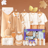 22pcs Brown Maple Leaf Newborn Baby Girl/ Boy Gift Box, all season wear Gift Hamper, (0-12 months)