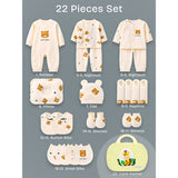 22 pcs small Bear Hamper for Newborn Baby Boy/ Baby Girl, All season wear hamper with Giraffe travel Suitcase , 0-12 months