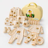 22 pcs small Bear Hamper for Newborn Baby Boy/ Baby Girl, All season wear hamper with Giraffe travel Suitcase , 0-12 months