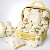 22 pcs small Bear Hamper for Newborn Baby Boy/ Baby Girl, All season wear hamper with Giraffe travel Suitcase , 0-12 months
