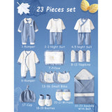 23pcs Blue Maple Leaf Newborn Baby Girl/ Boy Gift Box, all season wear Gift Hamper, (0-12 months)