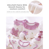 23pcs Purple Bow Newborn Baby Girl Gift Box, All Season Wear Hamper with Suitcase, (0-12 months)