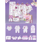 23pcs Purple Bow Newborn Baby Girl Gift Box, All Season Wear Hamper with Suitcase, (0-12 months)