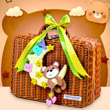 25 pcs Brown Cute Bear Hamper for Newborn Boy/Girl, All Season wear hamper with luxury designed brown storage cane basket 0-12 months
