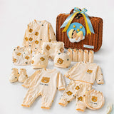 25 pcs Dreamy baby Hamper for Newborn Boy/Girl, All Season wear hamper with luxury designed brown storage cane basket 0-12 months
