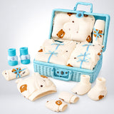 25 pcs Prince Hamper for Newborn Boy/Girl, All Season wear hamper with luxury designed blue storage cane basket 0-12 months