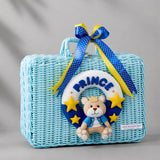 25 pcs Prince Hamper for Newborn Boy/Girl, All Season wear hamper with luxury designed blue storage cane basket 0-12 months