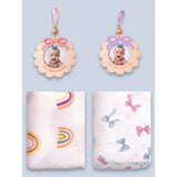 25 pcs, Twin Girls White cane basket themed Newborn Baby Boy, All Season wear, Gift Hamper set, 0-6 months