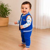 3 PCS Dino Print Orange & Bue Sporty tracks style Winter Clothing Set for Baby Boy