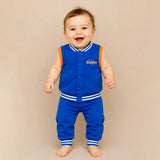 3 PCS Dino Print Orange & Bue Sporty tracks style Winter Clothing Set for Baby Boy