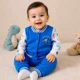 3 PCS Dino Print light Blue Sporty tracks style Winter Clothing Set for Baby Boy