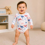 3 PCS Dino Print light Blue Sporty tracks style Winter Clothing Set for Baby Boy