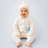 5 PCS Blue Cat & Ivory Collar,Premium Knitted Winter Head to bottom Clothing Set for Baby