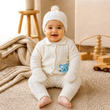 5 PCS Blue Cat & Ivory Collar,Premium Knitted Winter Head to bottom Clothing Set for Baby