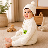 5PCS Green Cat & Ivory Collar,Premium Knitted Winter Head to bottom Clothing Set for Baby