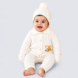 5 PCS orange Cat & Ivory Collar,Premium Knitted Winter Head to bottom Clothing Set for Baby