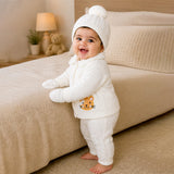 5 PCS orange Cat & Ivory Collar,Premium Knitted Winter Head to bottom Clothing Set for Baby
