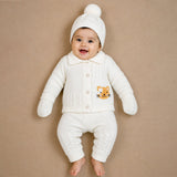 5 PCS orange Cat & Ivory Collar,Premium Knitted Winter Head to bottom Clothing Set for Baby