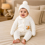 5 PCS orange Cat & Ivory Collar,Premium Knitted Winter Head to bottom Clothing Set for Baby