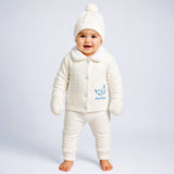 5 PCS Blue Wings & Ivory Soft Collar,Premium Knitted Winter Head to bottom Clothing Set for Baby