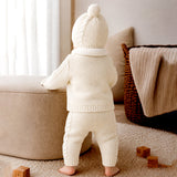 5 PCS Brown Wings & Ivory Soft Collar,Premium Knitted Winter Head to bottom Clothing Set for Baby