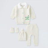 5 PCS Green Wings & Ivory Soft Collar,Premium Knitted Winter Head to bottom Clothing Set for Baby
