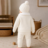 5 PCS Green Wings & Ivory Soft Collar,Premium Knitted Winter Head to bottom Clothing Set for Baby